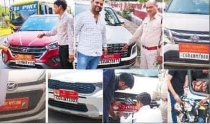 रायपुर पुलिस द्वारा विभिन चौक चौराहे पर प्रति स्टांप लगाकर कारो की जांच की गई
